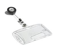 Durable Acrylic Security Pass Holder 54 x 86 mm with Badge Reel Transparent | Pack of 25 Badges | Ideal for Holding Swipe Cards, ID Cards, etc.