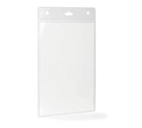 Durable Name Badge ID Card Holders Clear and Punched, A6 Portrait, 20 Pack