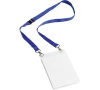 Durable Event Name Badge A6 with Dark Blue Lanyard - Pack of 10 - Includes Safety Release - Universal ID Badge Holder