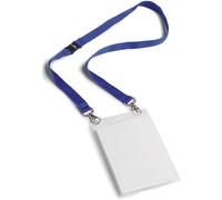 Durable Event Name Badge A6 with Dark Blue Lanyard - Pack of 10 - Includes Safety Release - Universal ID Badge Holder
