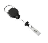 Durable Badge Reel Extra Strong, Black, Holds up to 300 Grams | Magnet Keeps Reel in Place, Holds Heavy Keys and Access Cards, Clip Attachment, Easy to Attach