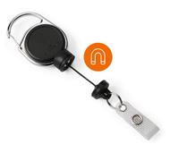Durable Badge Reel Extra Strong in Black, Pack of 1, Hold up to 300g of Weight, Ideal for Heavy Keys or Cards