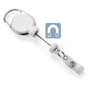 Durable Extra Strong Retractable Clip Badge Reels for ID & Keys | White