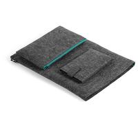 Durable Felt Laptop Carry Bag - Fits 16.4 inch Laptops and Tablets - Made from 60 Percent Recycled PET Felt - Includes Accessory Bag and Mobile Case - Grey with Green Trip