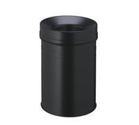 Durable 15 Litre Waste Basket with Extinguishing Lid - Black