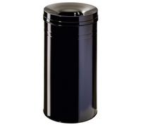 Durable 31 Litre Round Waste Bin with Ormental Ring and Extinguishing Lid - Black