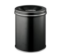 Durable Self-Extinguishing Metal Waste Bin Black 15 Litre Capacity | Stylish and Modern Finish | for Complete Safety In The Office, Warehouse, School, etc.