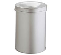 Durable Fire Extinguishing Metal Waste Bin | TUV Certified | 15L | Grey