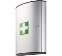 Durable First Aid Box Large | Includes First Aid Cross Sticker, Cylinder Lock, 2 Keys and Mounting Kit | Silver | Holds 72 First Aid Components | SUpplied Empty