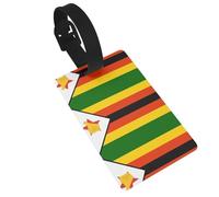 Durable Flag of Zimbabwe Print Luggage Tag with Full Back Privacy Cover â€“ Bright ID Labels for Suitcases, and Backpacks