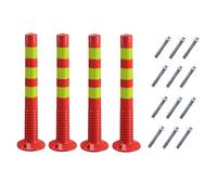 Durable Flexible TPU Bollards with Reflective Tape - Driveway Barrier Posts for Enhanced Visibility and Protection(Red Yellow,4pcs)