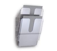DURABLE Literature Rack FLEXIPLUS - 2 Shelves, A4 Portrait, Wall-Mounted, Transparent