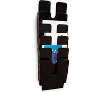 Durable FLEXIPLUS 6 A4 Portrait Leaflet Holder - Black - Easy To Install Wall Mounted Document Holder - Use as a Leaflet Stand, Menu Holder, Paper Storage, etc.