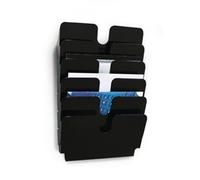 Durable FLEXIPLUS 6 A4 Landscape Literature Holder - Black - Easy To Install Wall Mounted Document Holder - Perfect For Flyers, Brochures, Etc.