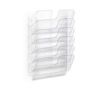 Durable FLEXIPLUS 6 A4 Landscape Literature Holder - Transparent - Easy To Install Wall Mounted Document Holder - Perfect For Flyers, Brochures, Etc.