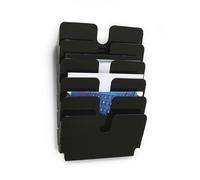 Durable FLEXIPLUS 6 Wall Mounted Literature Tray | A4 Landscape Holder | Black