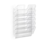 Durable FLEXIPLUS 6 A4 Landscape Literature Holder - Transparent - Easy To Install Wall Mounted Document Holder - Perfect For Flyers, Brochures, Etc.