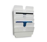 Durable FLEXIPLUS 6 A4 Landscape Literature Holder - White - Easy To Install Wall Mounted Document Holder - Perfect For Flyers, Brochures, Etc.
