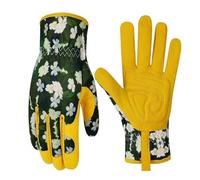 Durable Gardening Gloves for Women - Protective Leather Gloves for Weeding, Digging, Planting, and Raking(Green)