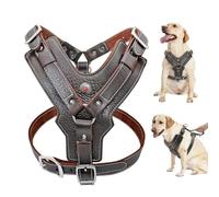 Durable Genuine Leather Harness for Large Breed Dogs: Training Vest with Quick Control Handle for Labrador, Pitbull and More(L)