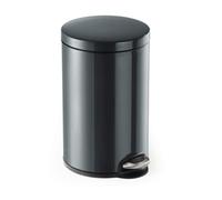 Durable Powder Coated Metal Pedal Bin Round 12 Litre Charcoal 341158