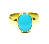 Durable Gold Plated Ring for Women, 5 Ct Real Turquoise Oval Gemstone, Astrology Birthstone Jewelry, Elegant Classic Style, Anniversary Birthday Everyday Fashion Statement Ring Gift