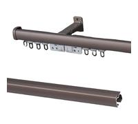 Durable Gray Single Curtain Rod - 10.2 ft Decorative Drapery Pole for Bay Windows & Room Division, Side-Mounted Connector for Living Room Use