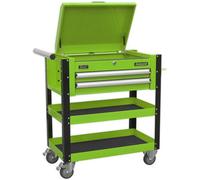 Durable Green Tool & Parts Trolley With Lockable Lid - 925 X 440 X 900mm