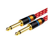 Durable Guitar Cable 6.5mm Output For Stereo Mixer Amplifier | The eddy current design and gold-plated connector ensure a more stable connection to the equipment.(Red,1.5m)