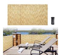 Durable Handmade Woven Garden Fence Roll for Backyard Privacy, Available in 60x160 cm, Elegant White Line Design, Perfect for Outdoor Spaces and Separation