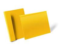 Durable Hanging Ticket Holder Label Pocket Document Pouch - 50 Pack - A4 Yellow - Perfect for Use on Warehouse Racking for Picking Locations
