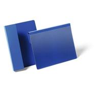 Durable Hanging Ticket Holder Label Pocket - 50 Pack - A5 Blue
