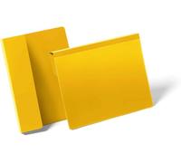 Durable Pallet Hanging Pocket A5, Landscape Format, Pack of 50 Yellow Labelling Pockets, ideal For Labelling Shelfs, Racking, Boxes, in Warehouse and Logistic Centres
