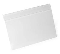 Durable Hard Cover Ticket Holder A4, Pack of 10, Transparent | Self-Hanging Document Pocket, Made from PET Hard Plastic, Landscape, Scannable, 3-Sided Opening, for Shelves and Racking