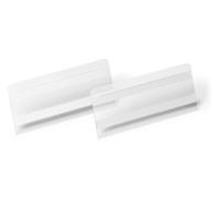 Durable Hard Cover Ticket Holder - Self-Adhesive Label Holder - 150 x 67mm - Pack of 10 - Transparent - Perfect for Labelling Shelves and Racking