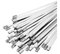 Durable Heat Straps, Ca 300/20Pcs Stainless Steel Heavy Duty Metal Zip Ties Strap for Exhaust Wrap Multi-Purpose Self-Locking Fastening Ring,200PCS(60,4.6 * 200mm)