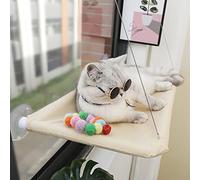 Durable Heavy Duty Suction Cups Cat Hammock Perch - Sunny Window Seat for Indoor Cats - Holds Up to 30lbs (Khaki)