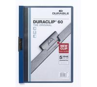 Durable HUNKE & Yoke Clamp Clip Folder® 60, Hard Foil, 60 Pages, Clear/Dark Blue