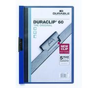 Durable HUNKE & Yoke Clamp Clip Folder® 60, Hard Foil, 60 Pages, Clear/Dark Blue