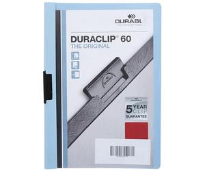 Durable HUNKE & Yoke Clamp Clip Folder® 60, Hard Foil, 60 Pages, Clear/Midnight Blue