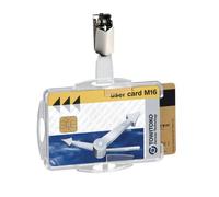 Durable ID Card Holder with Clip for 2 Cards Transparent (Pack of 25) 8218/19