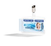 Durable ID Name Badge Holder for 2 Cards - ID Badge Holder Made of Recycled PP - Pack of 25 Transparent Name Badge Holders