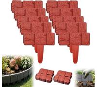 Durable Imitation Stone Garden Fence - Weatherproof Plastic Edging For Flower Beds & Lawns, Interlocking Decorative Panels, Diy Cobblestone Effect, Easy Installation Red 20PCS