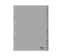 Durable Index Dividers A-Z A4 Portrait, 20 Pack, German, Grey, Made from PP | Built to Last, Clearly Labelled Tabs, Pre-Punched for Easy Storage, Made in Poland