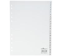 Durable Index Files Labled 1-31 - Pre Printed Tabs with Universal Punching - Pack of 6 White Index Sheets - Organise Your Important Documents