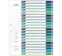 Durable Index Set 1-20 A4+ Portrait - Writable Index Organisation Sheet - 100% Recyclable - Perfect For Organising A4 Documents - Multicoloured