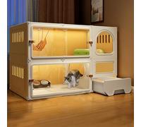 Durable Indoor Cat Cage With Litter Box, Ventilated Pp Resin Enclosure For 1-3 Cats & Small Pets, Affordable, Safe & Comfortable Living Space,Yellow-105 * 45 * 70cm