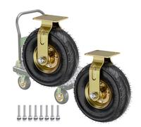 Durable Industrial Replacement Wheels, 10-Inch Rubber Casters for Furniture & DIY Carts - Pneumatic, Silent, Puncture-Resistant Swivel Wheels (Fixed, 250mm)