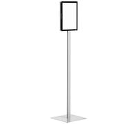 Durable Info Sign with Rotating A4 Sign Board, Floor Stand, Grey | Two-Sided Readable, Includes Two Black Duraframe Magnetic Frames, Stable Weighted Base, Made in Poland