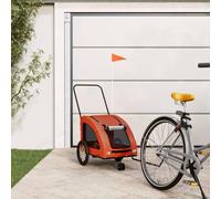 Durable Iron Orange Oxford Fabric Folding Bicycle Trailer for Dogs with Mesh Windows and Rain Cover 45kg Load Capacity Ideal for Walking Outdoor